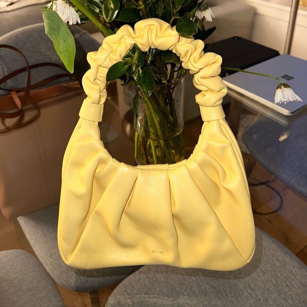 JW PEI GABBI RUCHED HOBO HANDBAG - LIGHT YELLOW!